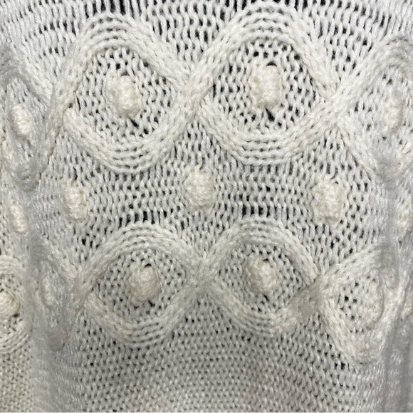 Loft Poncho Sweater Cable Knit Turtleneck Tunic Acrylic Ivory Size Medium Large - Picture 6 of 10